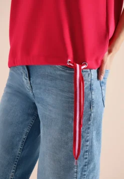 Shirt met ronde hals en rimpels