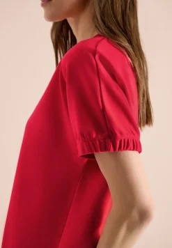 Shirt met ronde hals en rimpels