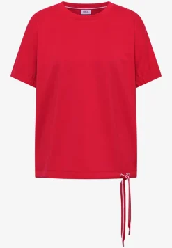 Shirt met ronde hals en rimpels