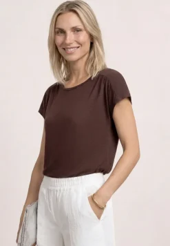 Shirt met ronde hals en rimpels