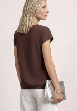 Shirt met ronde hals en rimpels
