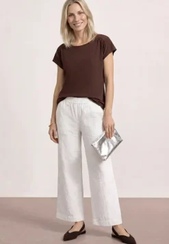 Shirt met ronde hals en rimpels