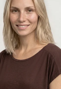 Shirt met ronde hals en rimpels
