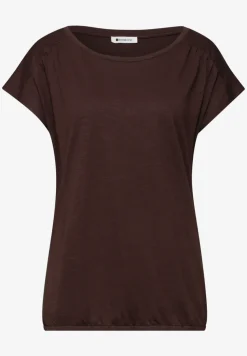 Shirt met ronde hals en rimpels