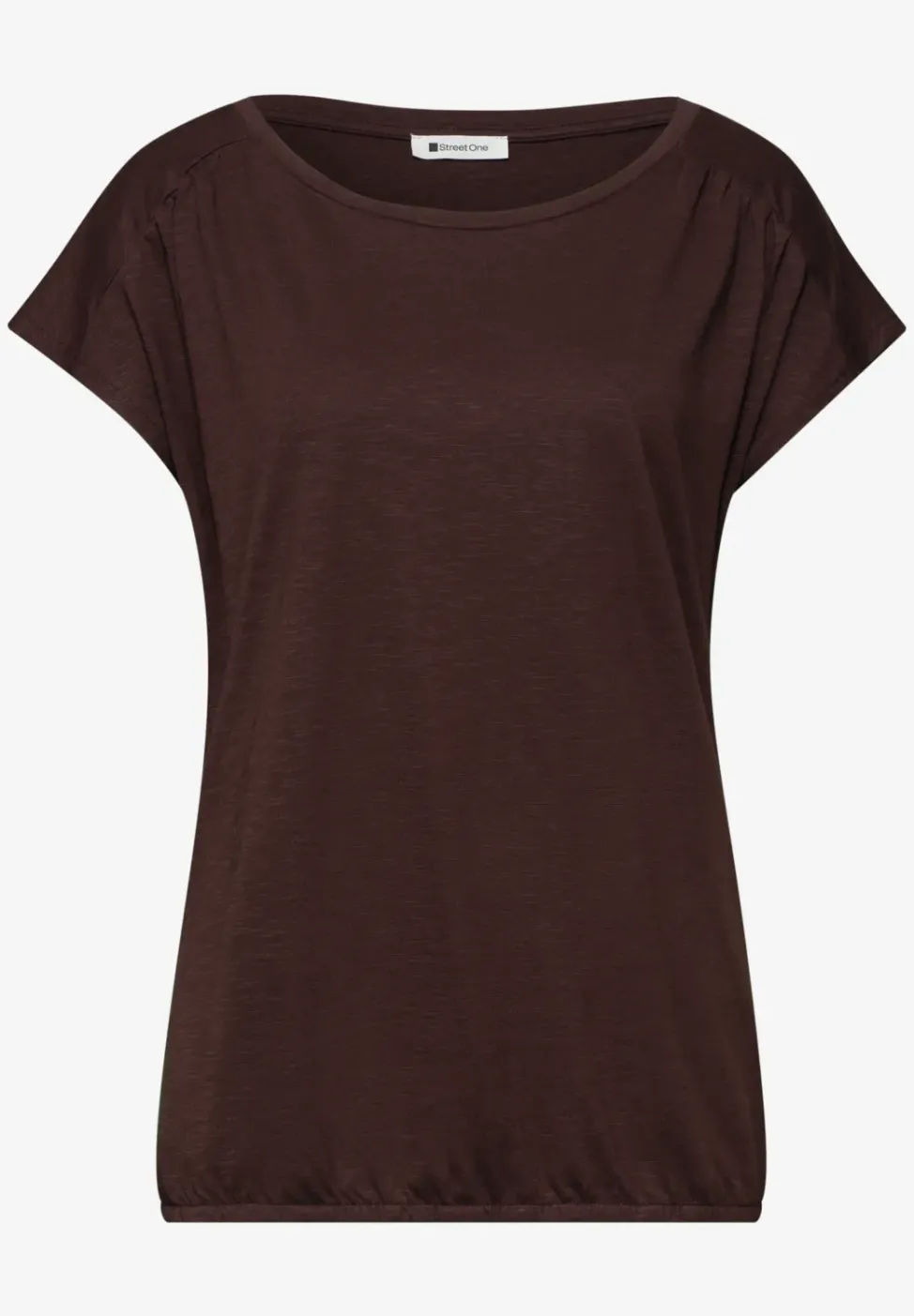 Shirt met ronde hals en rimpels