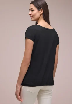 Shirt met ronde hals en rimpels