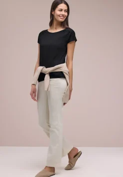 Shirt met ronde hals en rimpels