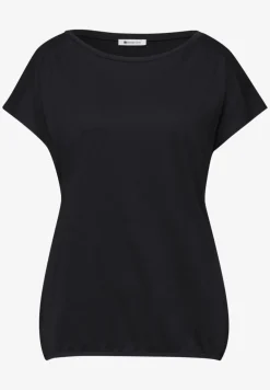 Shirt met ronde hals en rimpels