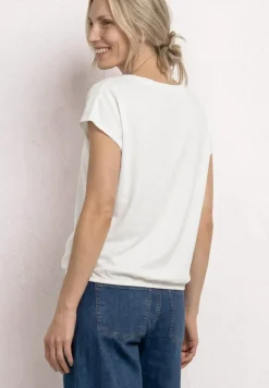 Shirt met ronde hals en rimpels