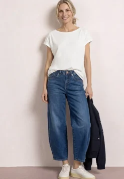 Shirt met ronde hals en rimpels