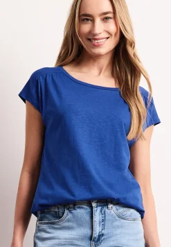 Shirt met ronde hals en rimpels