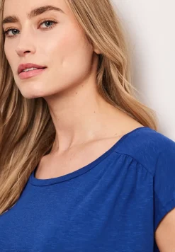 Shirt met ronde hals en rimpels