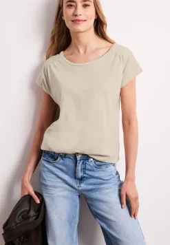 Shirt met ronde hals en rimpels