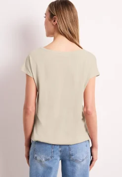 Shirt met ronde hals en rimpels