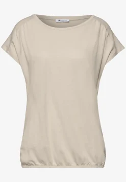 Shirt met ronde hals en rimpels