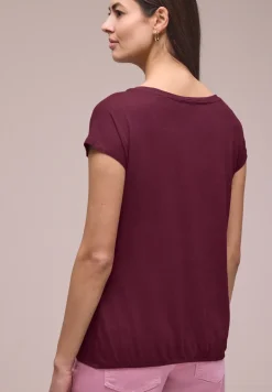 Shirt met ronde hals en rimpels