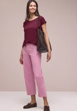 Shirt met ronde hals en rimpels