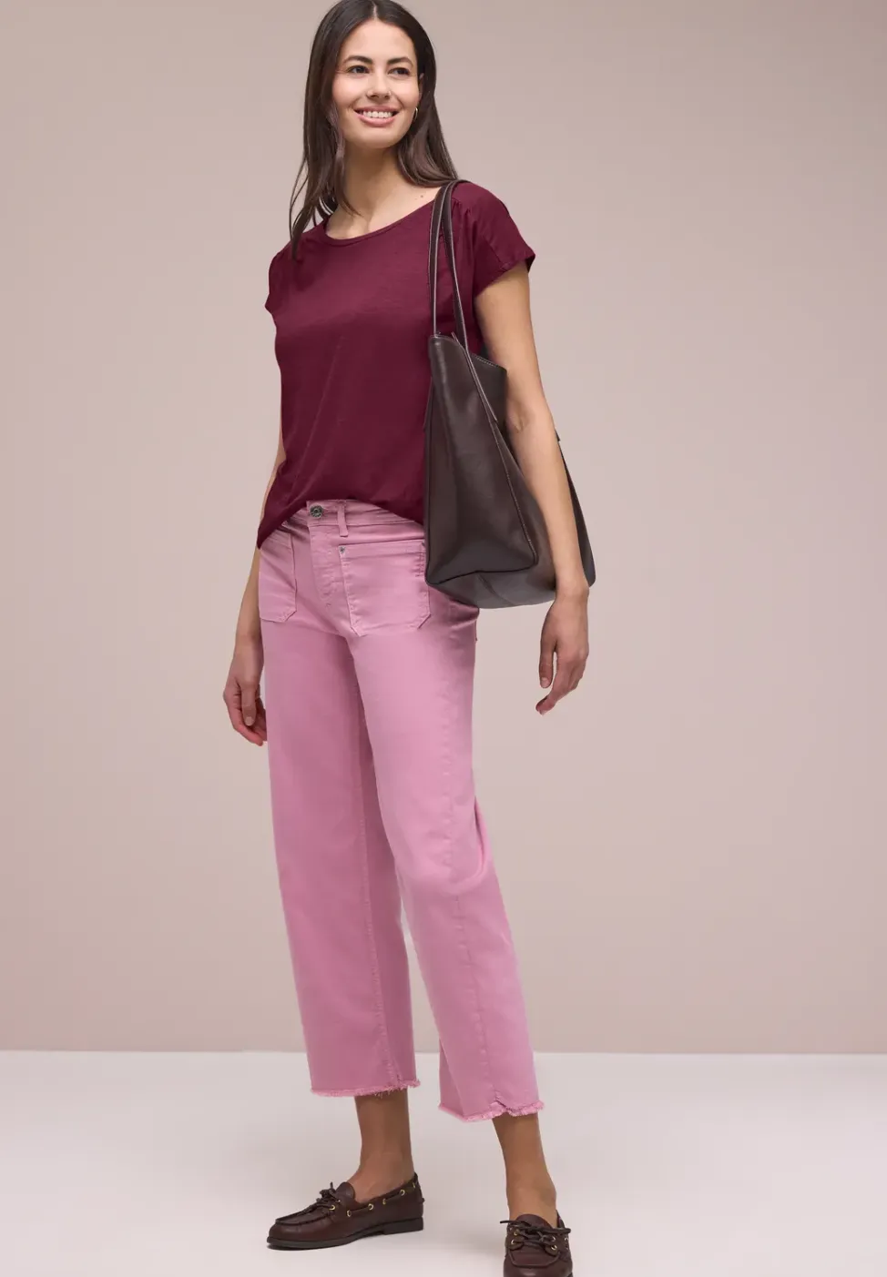 Shirt met ronde hals en rimpels