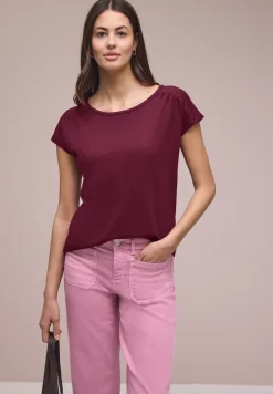 Shirt met ronde hals en rimpels