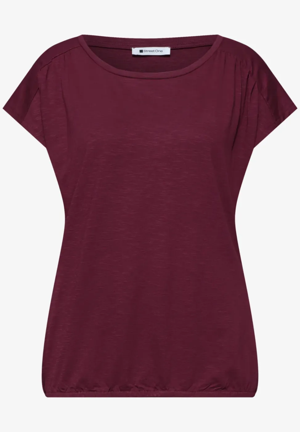 Shirt met ronde hals en rimpels