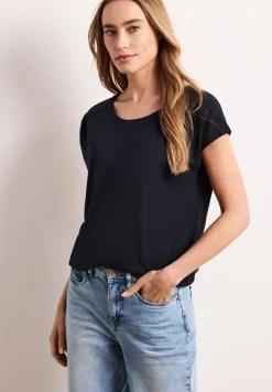 Shirt met ronde hals en rimpels