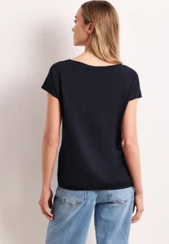 Shirt met ronde hals en rimpels