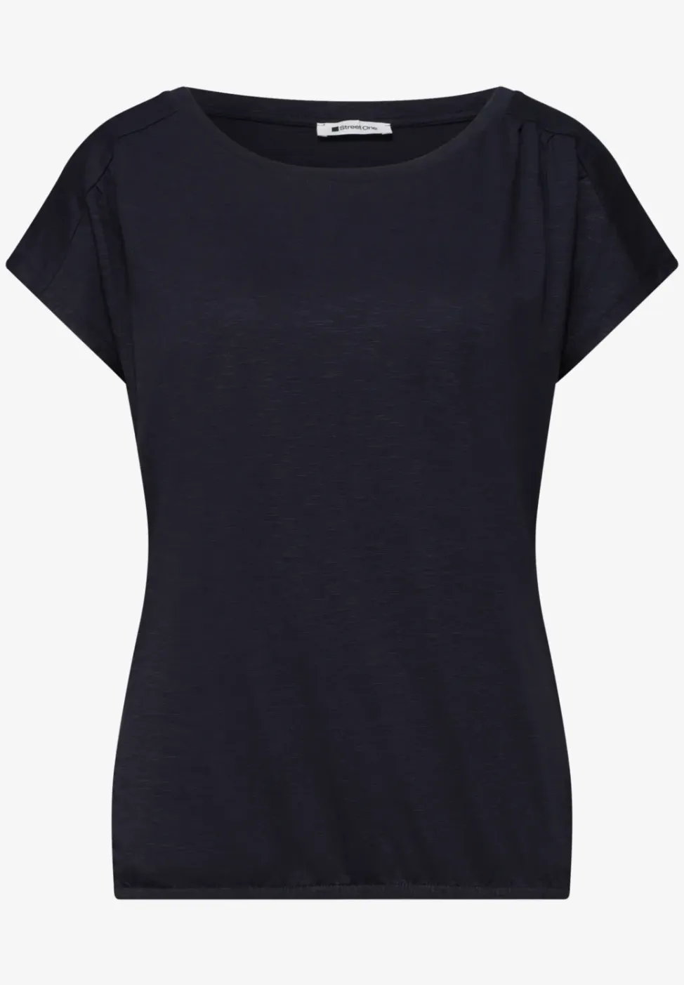 Shirt met ronde hals en rimpels