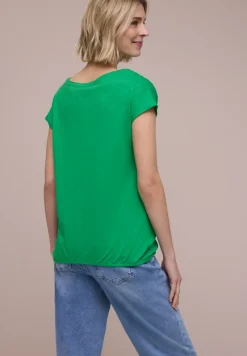 Shirt met ronde hals en rimpels