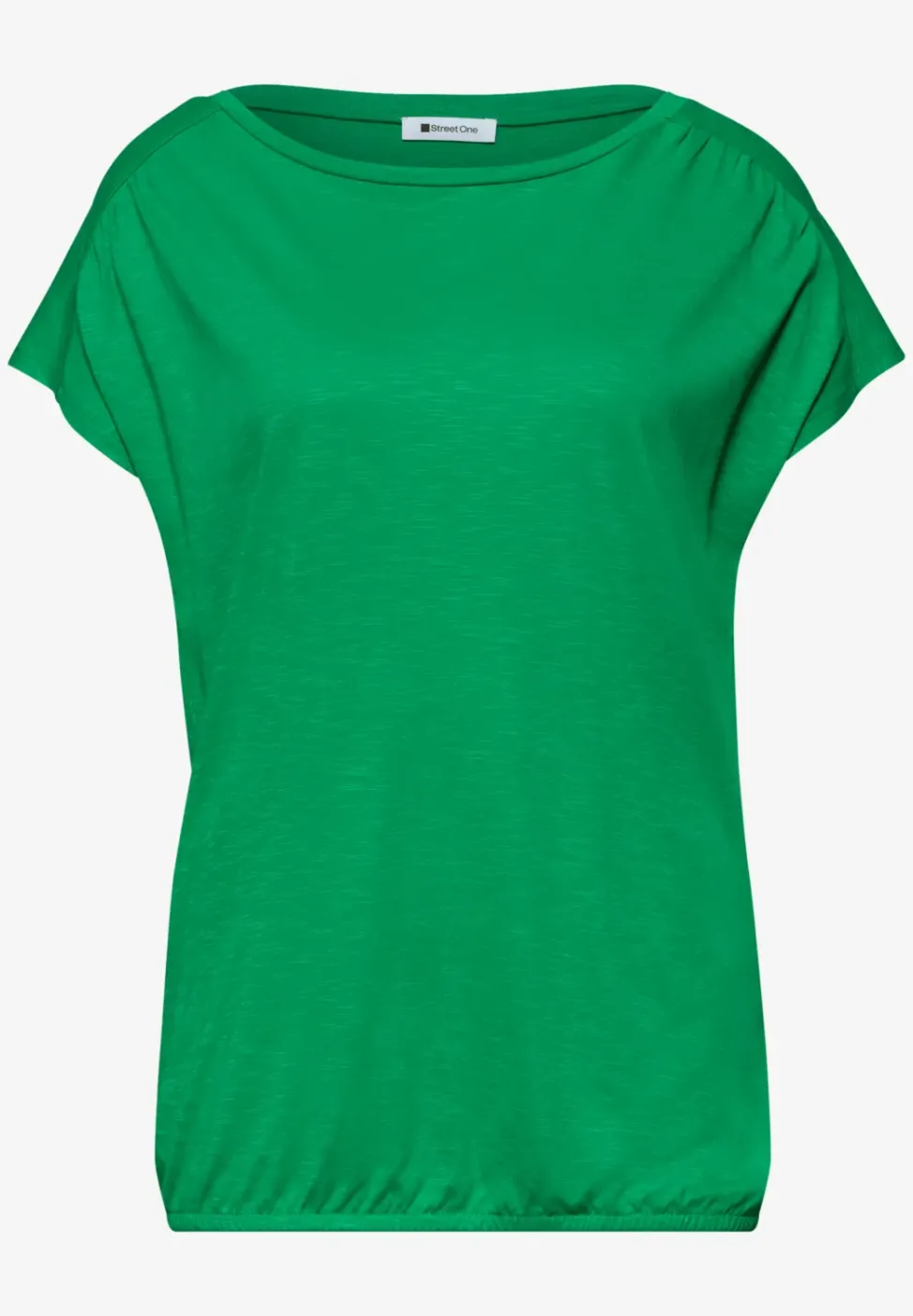Shirt met ronde hals en rimpels