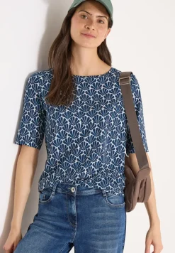Shirt met ronde hals en schelpjesprint