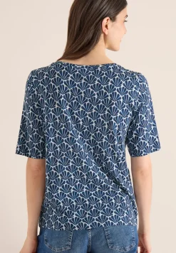 Shirt met ronde hals en schelpjesprint