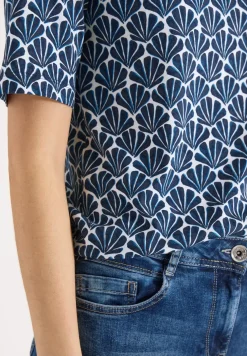 Shirt met ronde hals en schelpjesprint