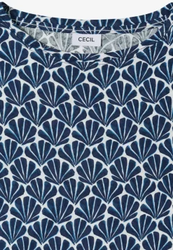 Shirt met ronde hals en schelpjesprint