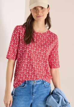 Shirt met ronde hals en schelpjesprint