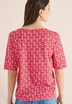 Shirt met ronde hals en schelpjesprint