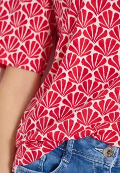 Shirt met ronde hals en schelpjesprint