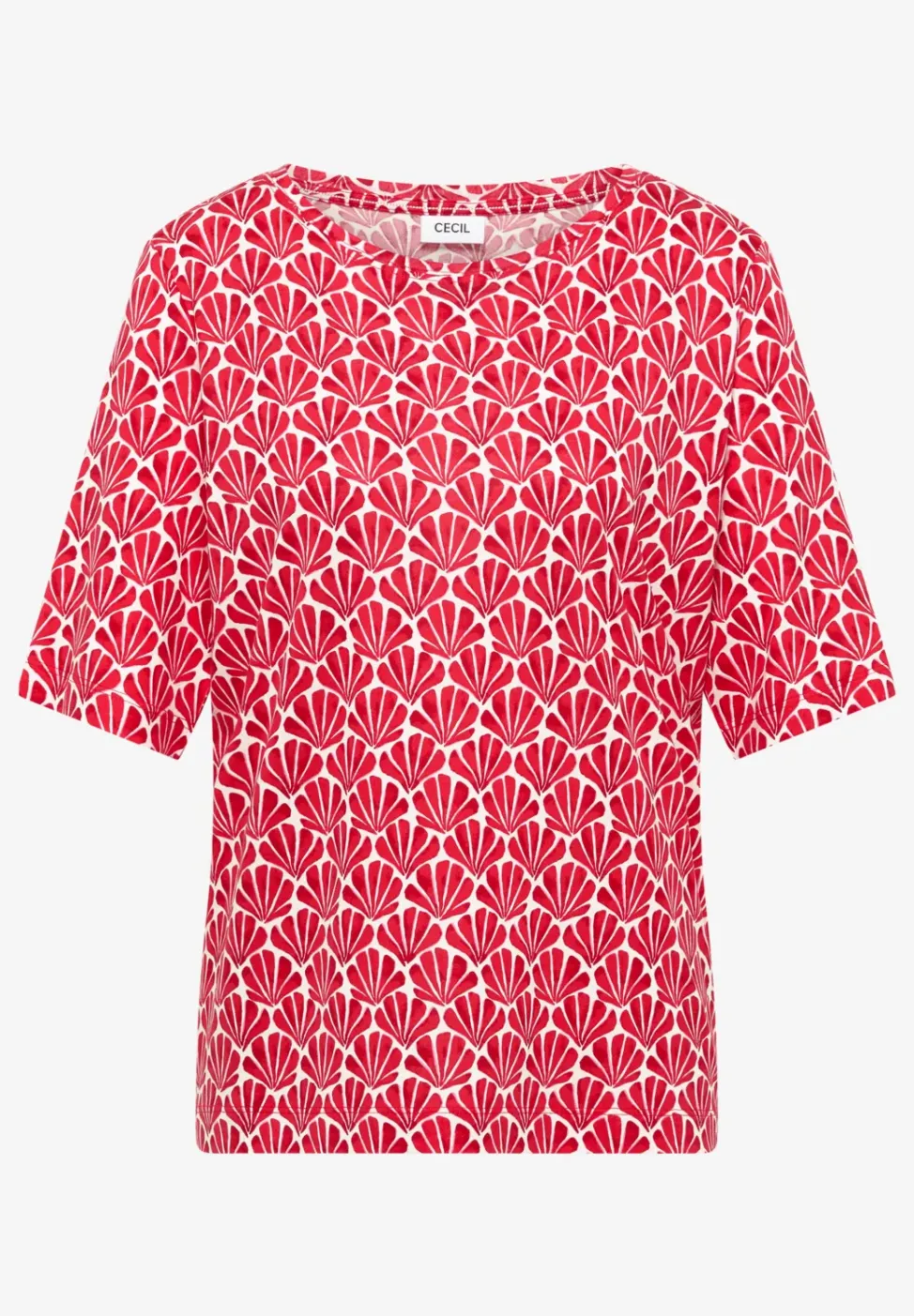 Shirt met ronde hals en schelpjesprint