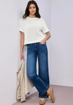 Shirt met ronde hals en structuur