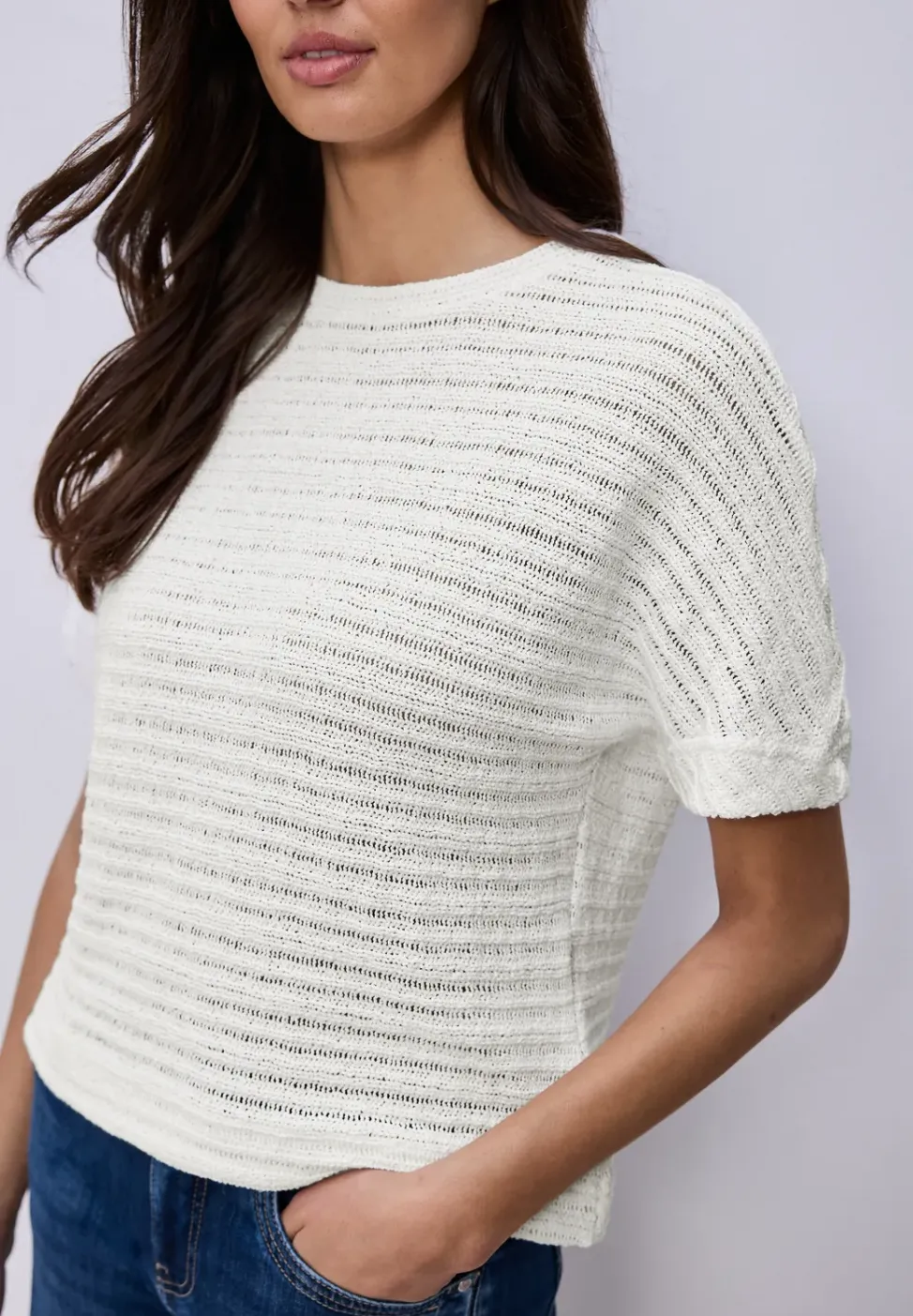 Shirt met ronde hals en structuur