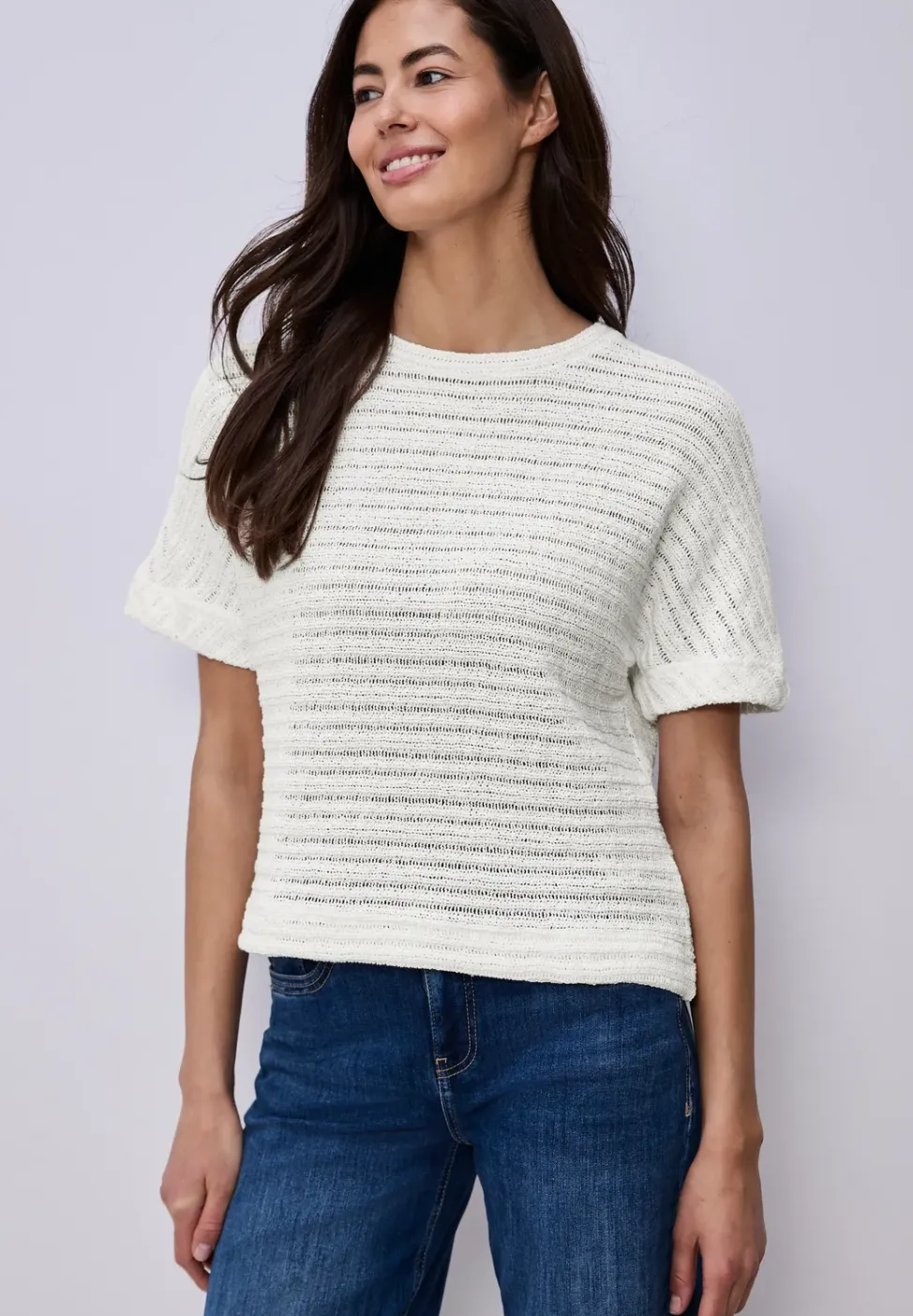 Shirt met ronde hals en structuur