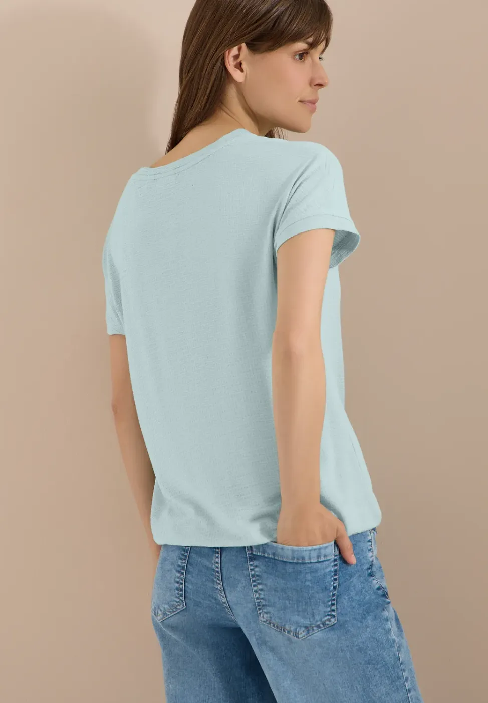 Shirt met ronde hals en structuur