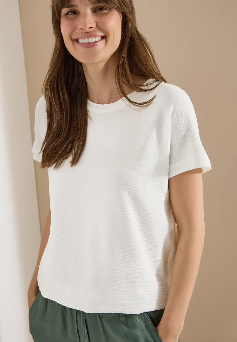 Shirt met ronde hals en structuur