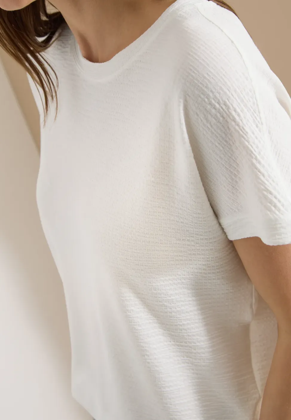 Shirt met ronde hals en structuur