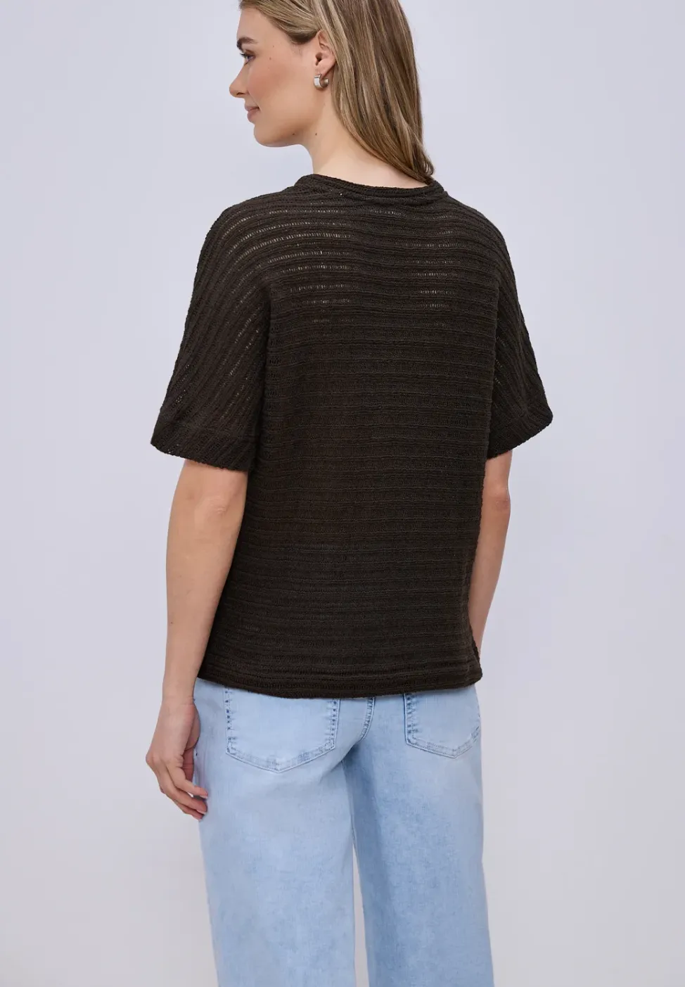 Shirt met ronde hals en structuur