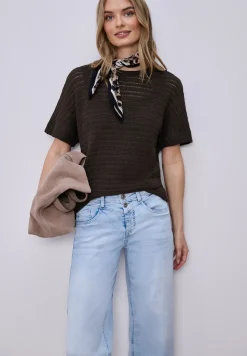 Shirt met ronde hals en structuur