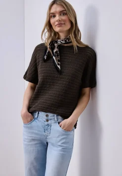 Shirt met ronde hals en structuur