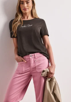Shirt met ronde hals en tekst
