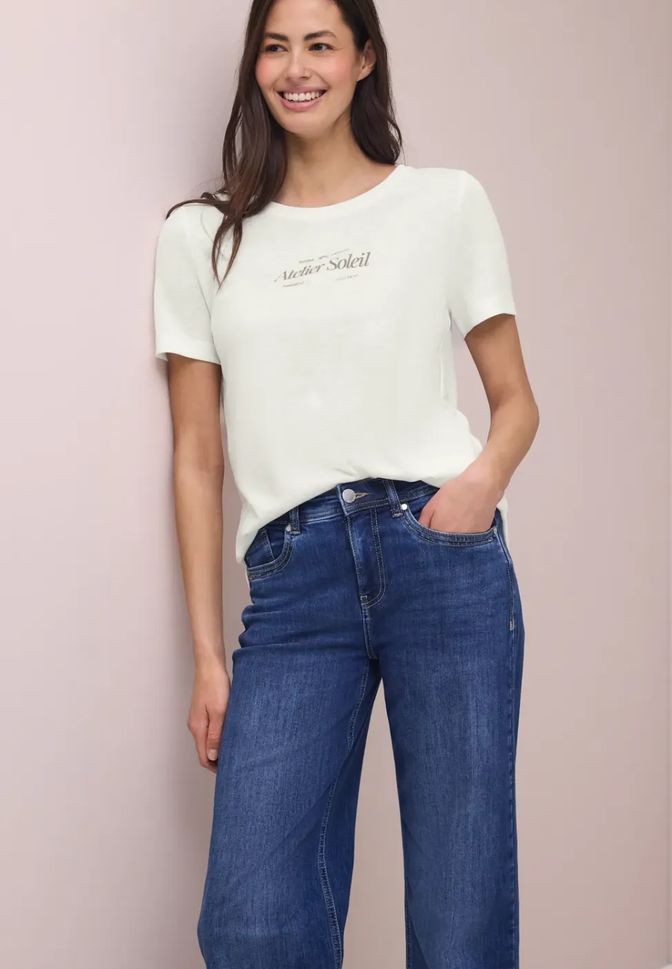 Shirt met ronde hals en tekst