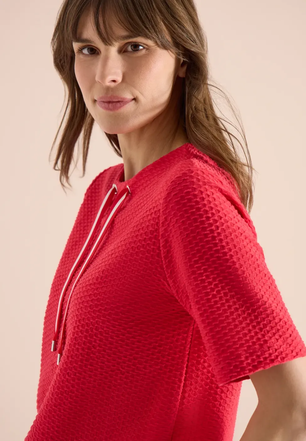 Shirt met ronde hals en trekkoord