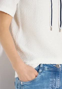 Shirt met ronde hals en trekkoord